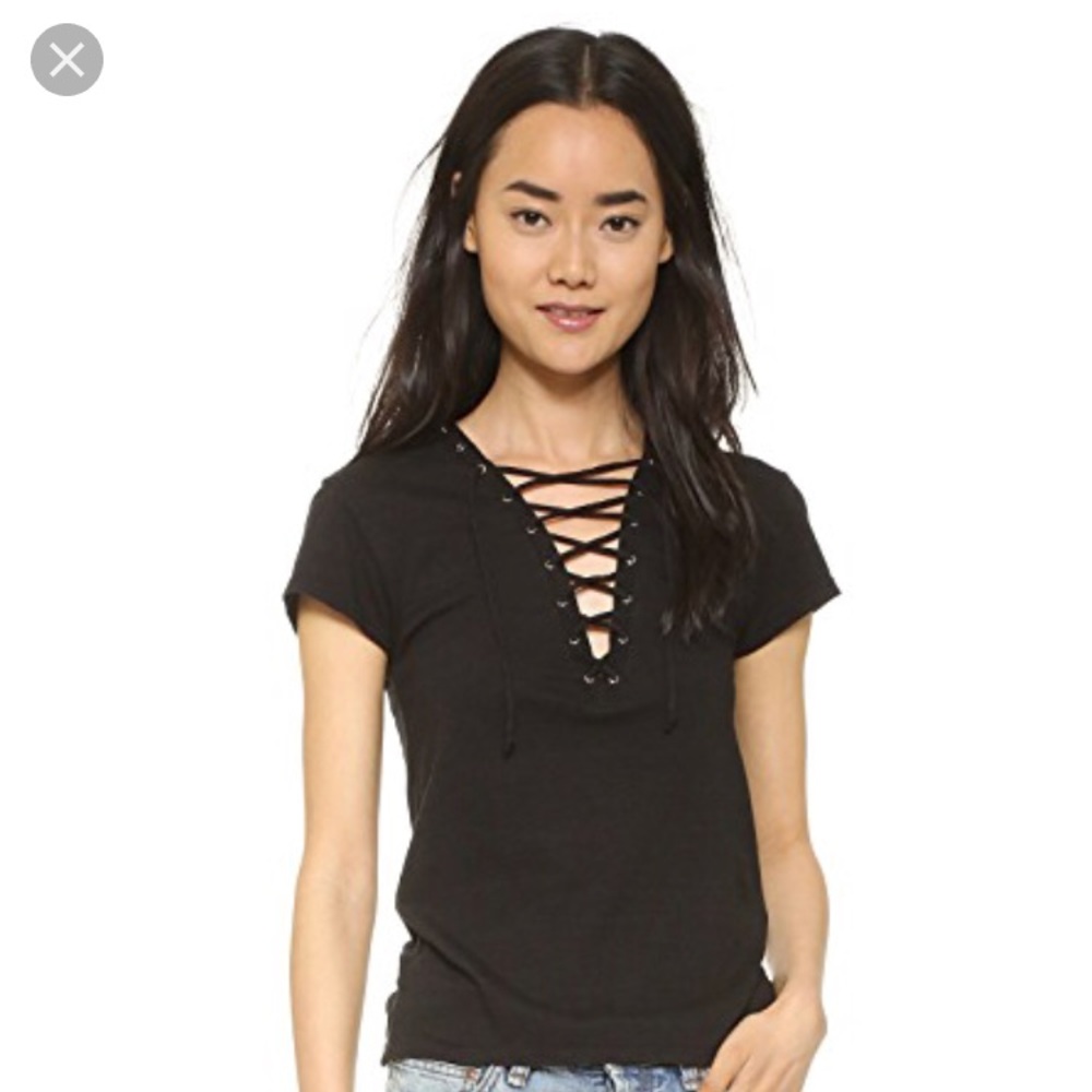 Black lace up top